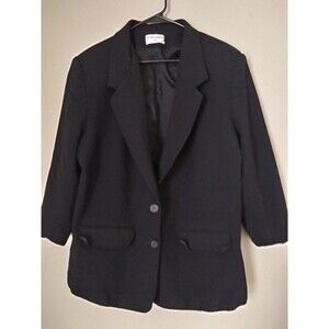 Alfred Dunner 100% Wool Black Blazer Size 20